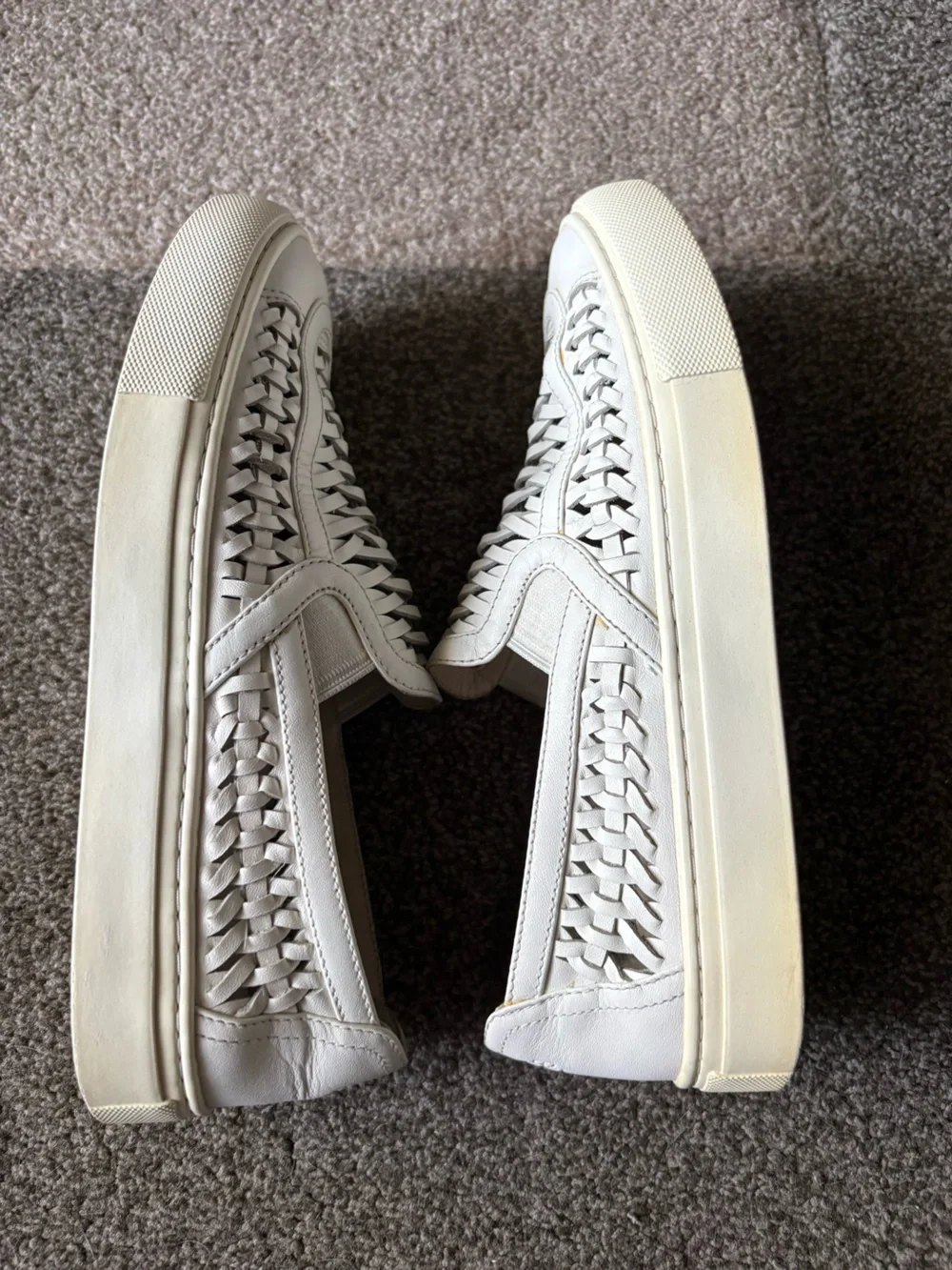 Tory Burch Huarache Ivory Cream White Woven Slip-on Sneakers - 7